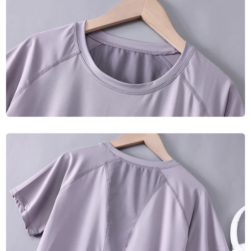 DRUR ผู้หญิงกีฬาเสื้อยืดแขนสั้นด่วนแห้งหลวมเสื้อหญิงฤดูร้อนฟิตเนสเสื้อกันหนาว Running GYM Tops ใหม่