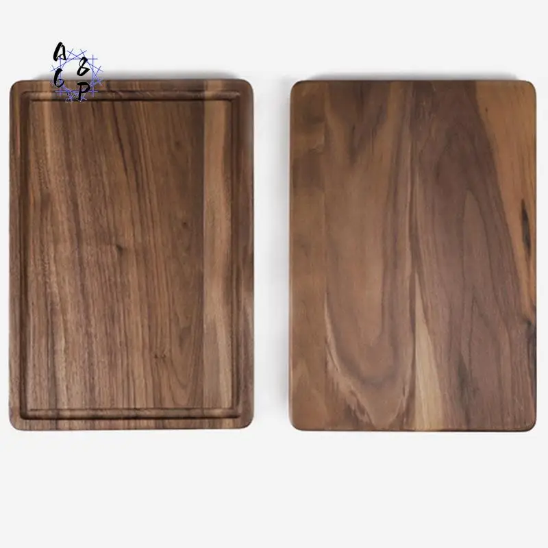 

A68P-Black Walnut Chopping Board Steak Board Solid Wood Steak Tray Preservative Kitchen Cutting Board Slotted Steak Plate Bread