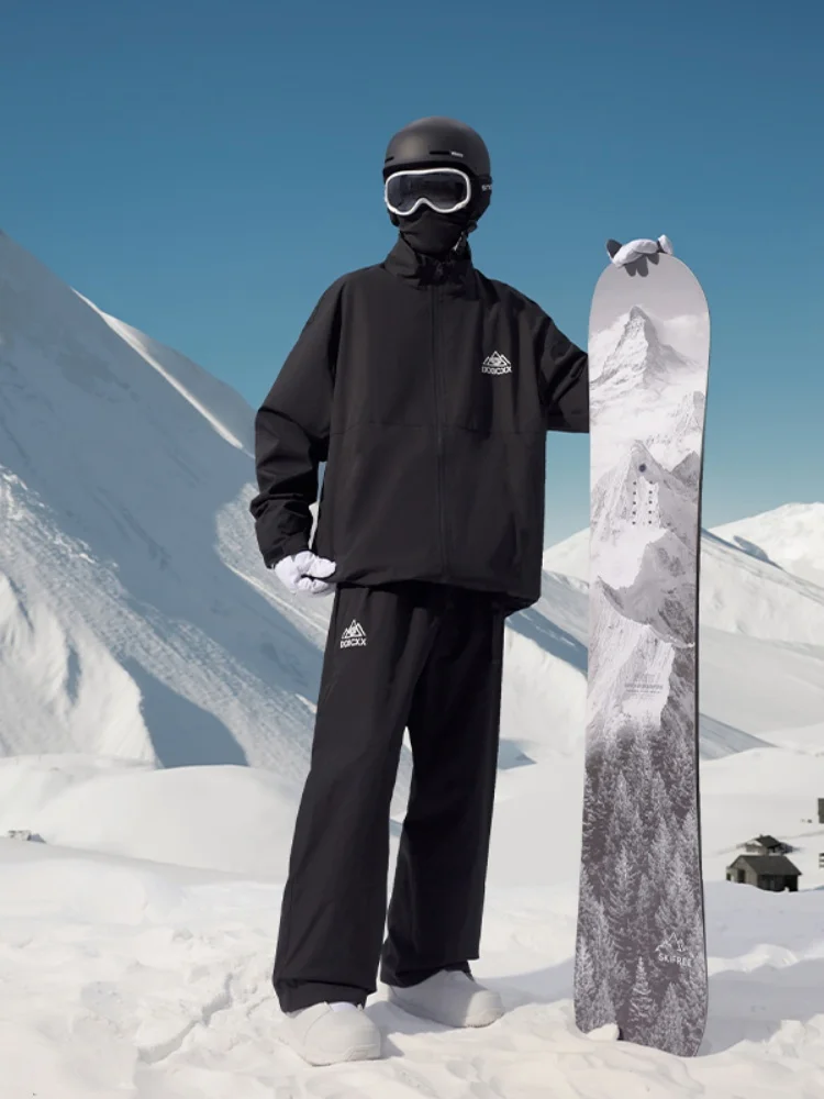 

Мужской комплект для сноубординга: утепленная куртка на флисе и хлопковое пальто, морозостойкий комплект из двух предметов для зимнего отдыха и повседневной носки