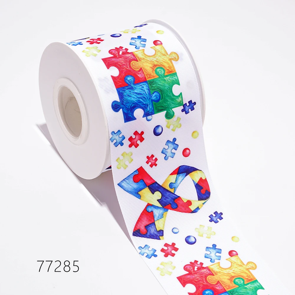 5 Yards DIY World Autism Awareness Day Printed Grosgrain Ribbon For Craft Supplies Sewing Accessories . 77272