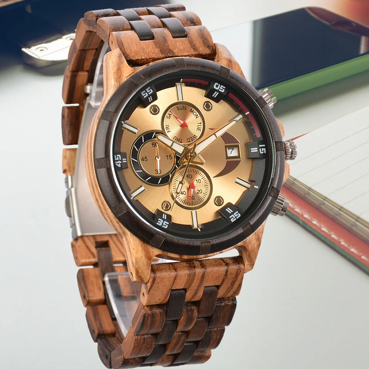 Wood Watch Men Wooden Luxury Mens Wrist Watches Man Sports Fashion Men's Quartz Wristwatches Chronograph Wooden Watch for Men