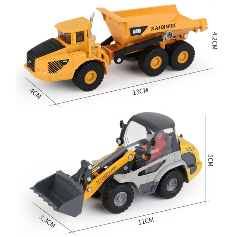 3PCS 1/50 Excavator Truck Alloy Engineering Vehicle Model Combination Light Forklift Loading And Unloading Car Track Kids Toys