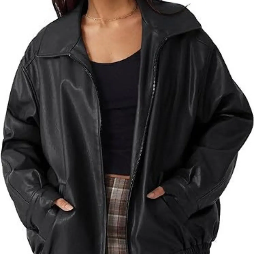 Jaqueta de couro oversized feminina outono motocicleta plus size casaco artificial casual elegante outerwear para mulheres plus size