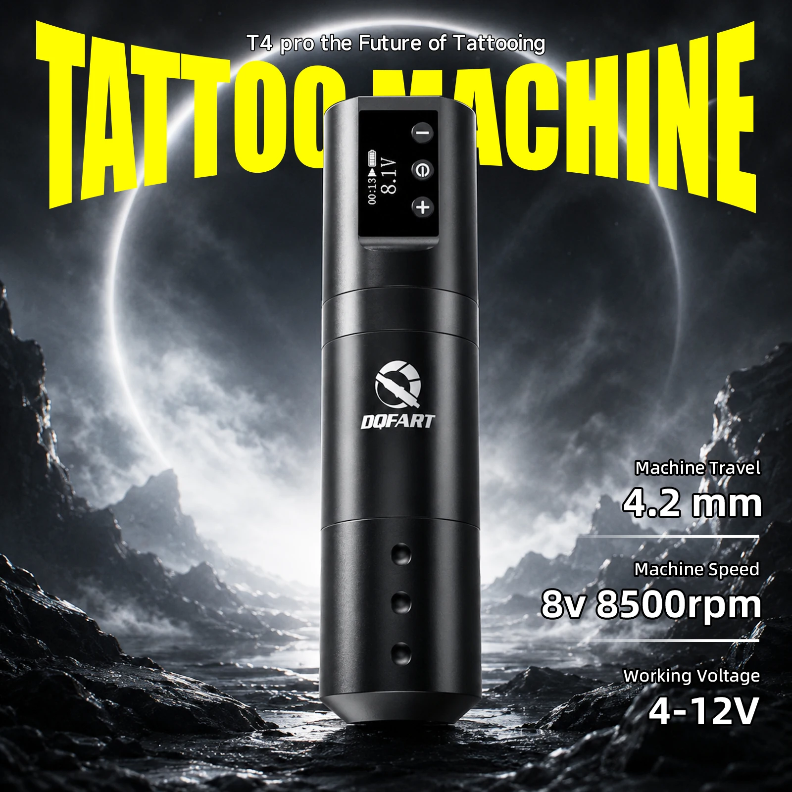 

DQFART 8V/8500rpm Wireless Tattoo Machine 4.2mm Stroke Tattoo Pen 4 Hours Working For Beginners Tattoo Supplies