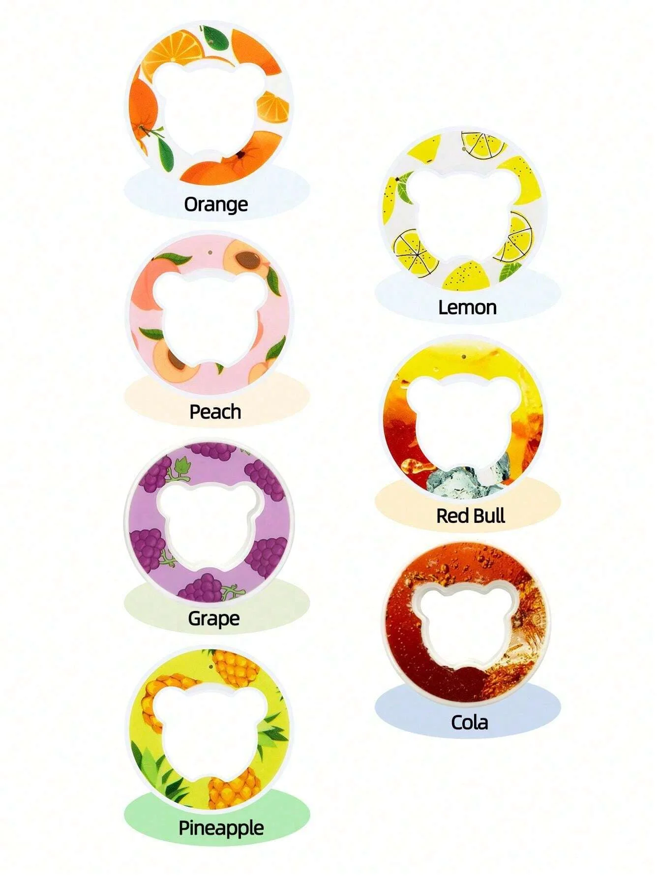 1 قطعة حلقات نكهة الفاكهة متعددة النكهات لأكواب المياه ، حلقات نكهة على شكل الدب الصغير لأكواب المياه حلقات نكهة أداة الشرب