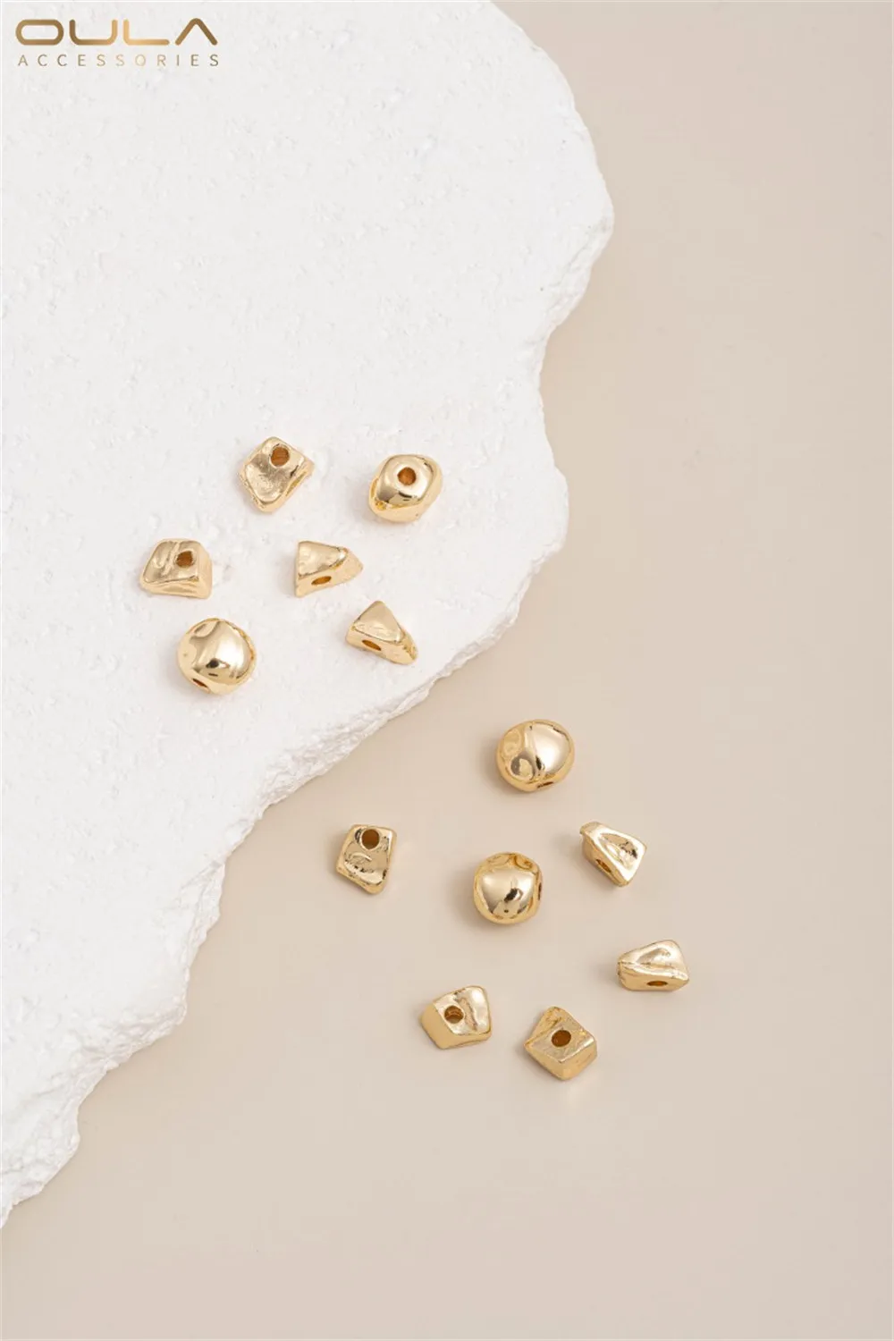 

14K Gold-encrusted Triangular Small Broken Gold Spacer Beads, Irregular Multi-faceted Spacer Beads Diy Bracelet Accessory Materi