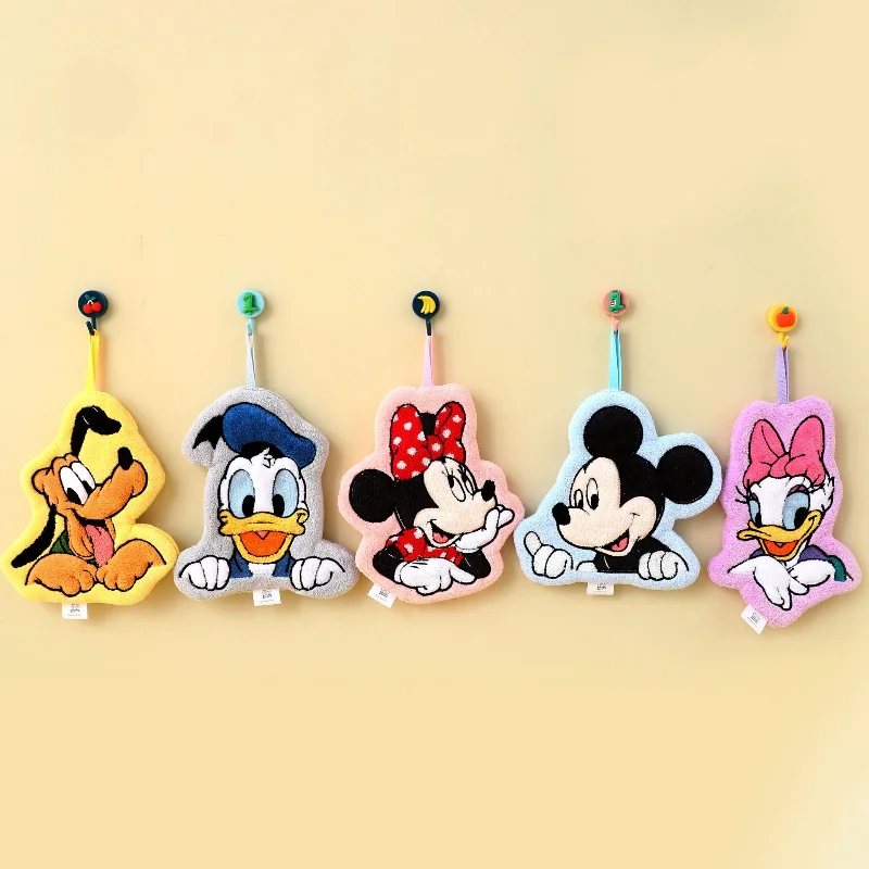 Toallas de mano Kawaii de Anime Disney, lindo Mickey, Pato Donald, patito, colgantes, absorbentes de agua, toallas de mano de secado rápido, toallas de mano gruesas