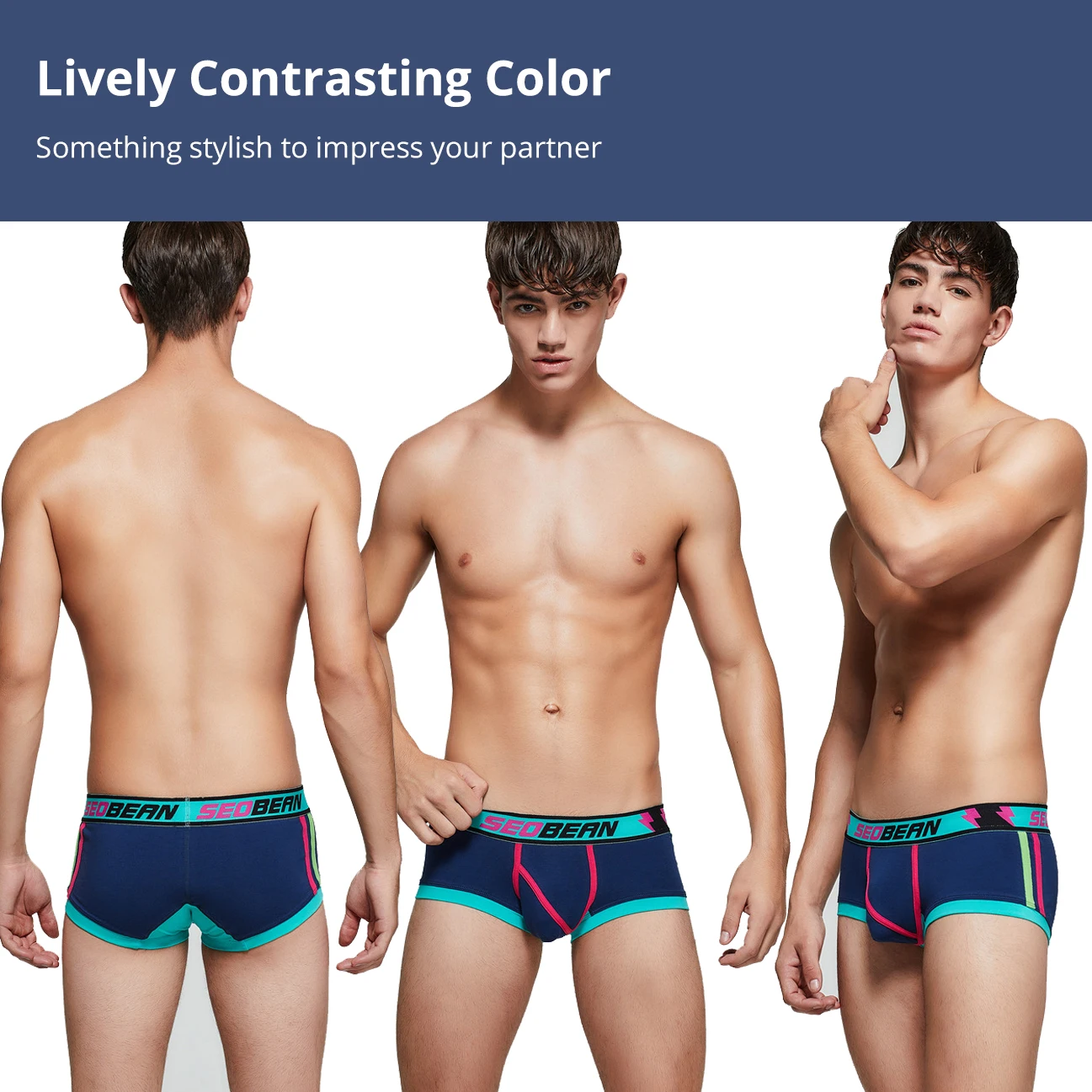 Men\'s Underwear Cotton Comfortable Fashion Breathable Boxer Men U Convex Low Waist Pants