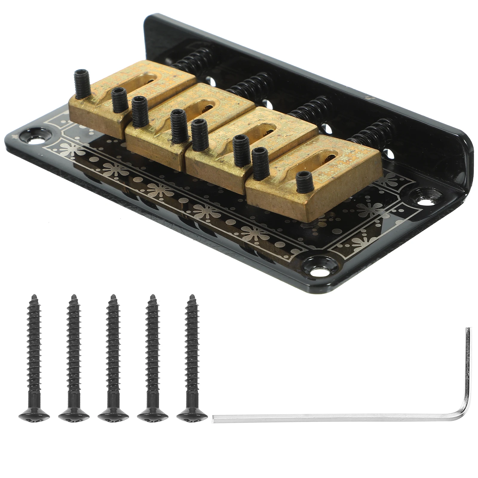 

4 String Ukulele Guitar Bridge Electric Hard Tail Tailpiece Black Hardtail Fixed