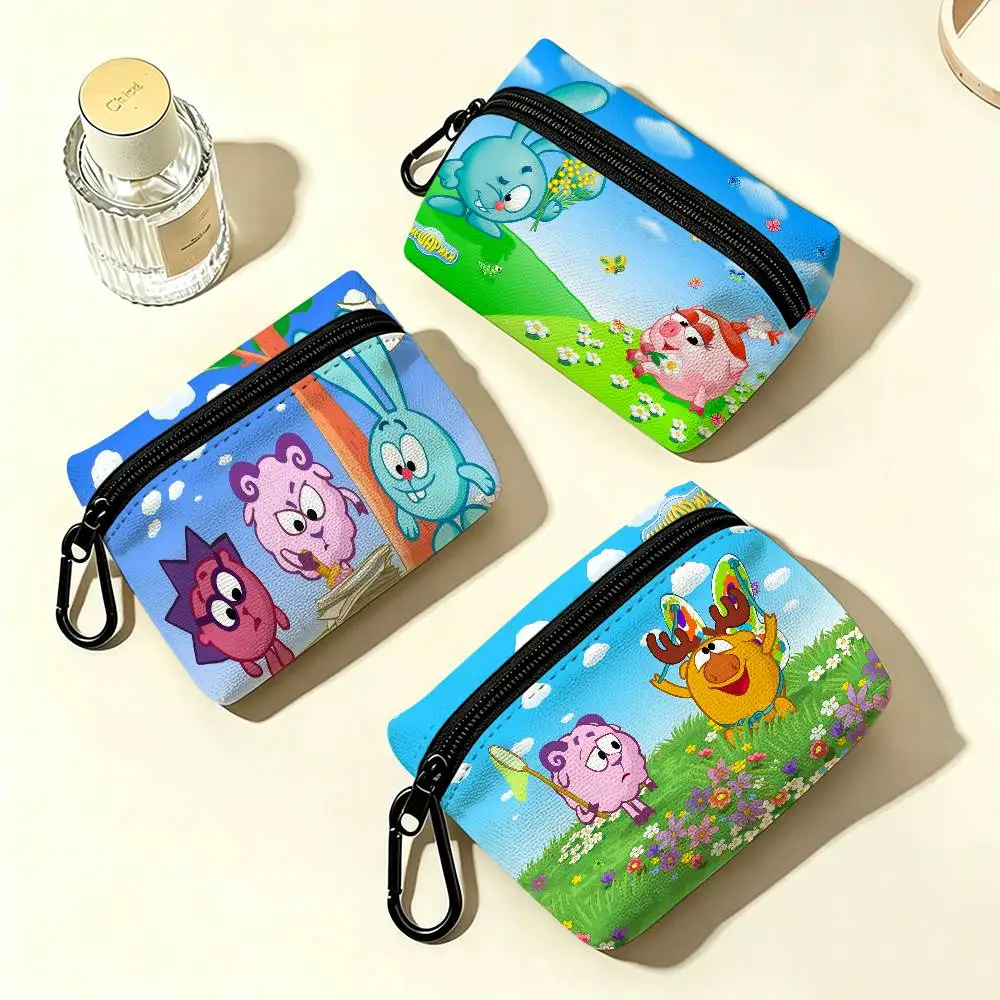 Popular S-Smeshariki Animation Oxford Cloth Zipper Wallet Multifunctional Hanging Coin Bag For Credit Cards Keys Coins Earbuds