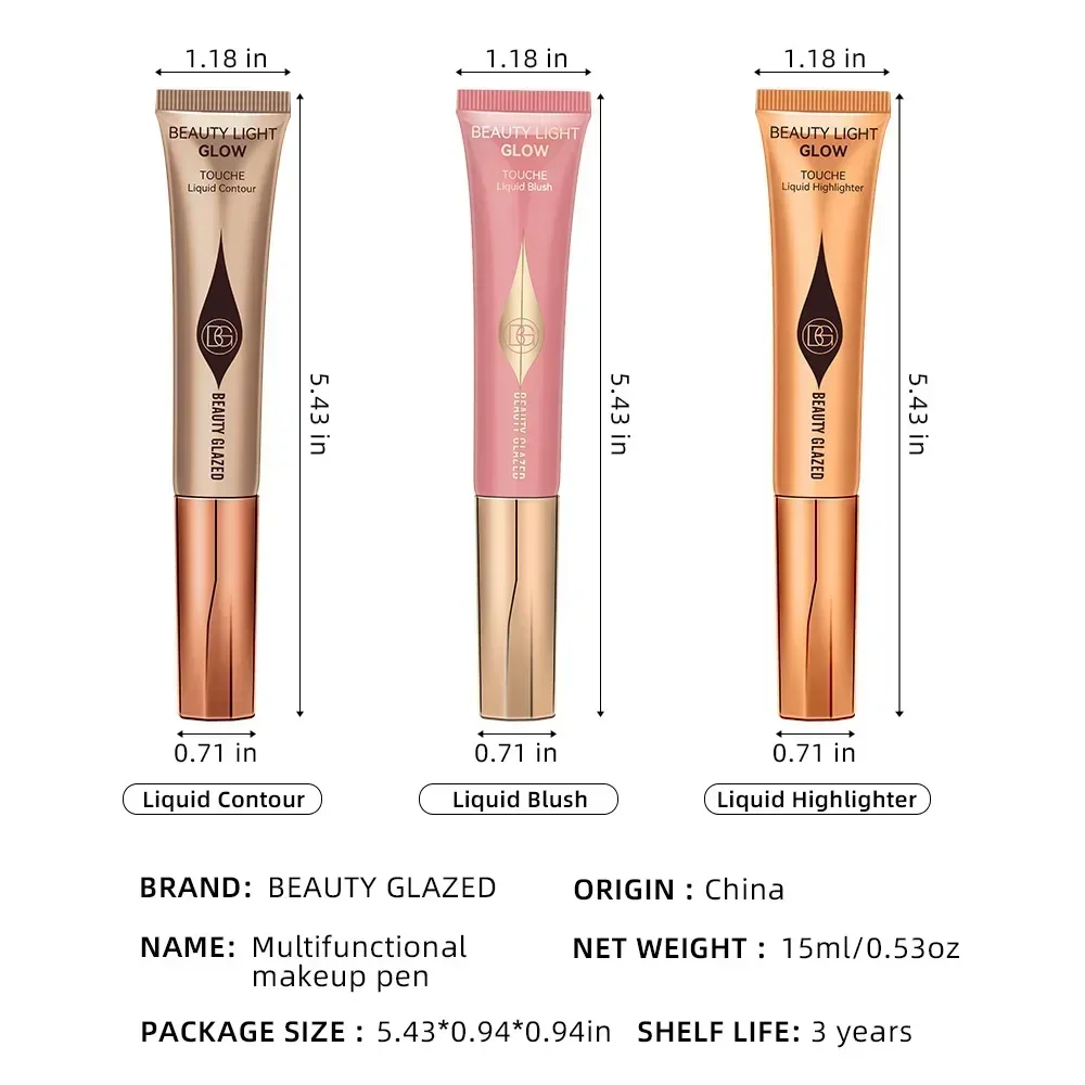 Stylo surligneur fard à joues liquide, éclat fin perle 256, éclaircissant naturellement, multi-usage, teinte pour les yeux, fard à joues pêche, maquillage