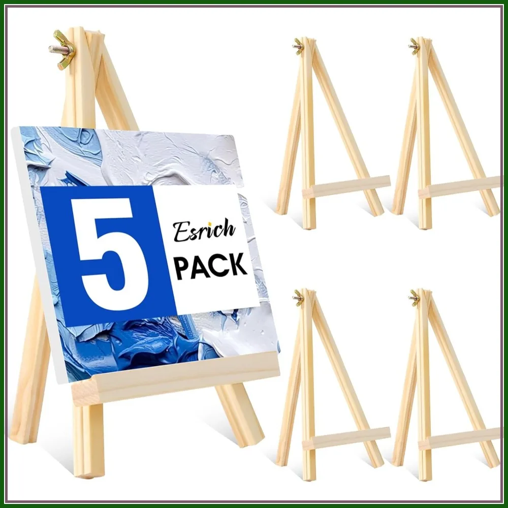 

5 Pack 9In Wood Easels, Tabletop Painting Display Easels for Party, Portable Canvas Photo Sign Holder
