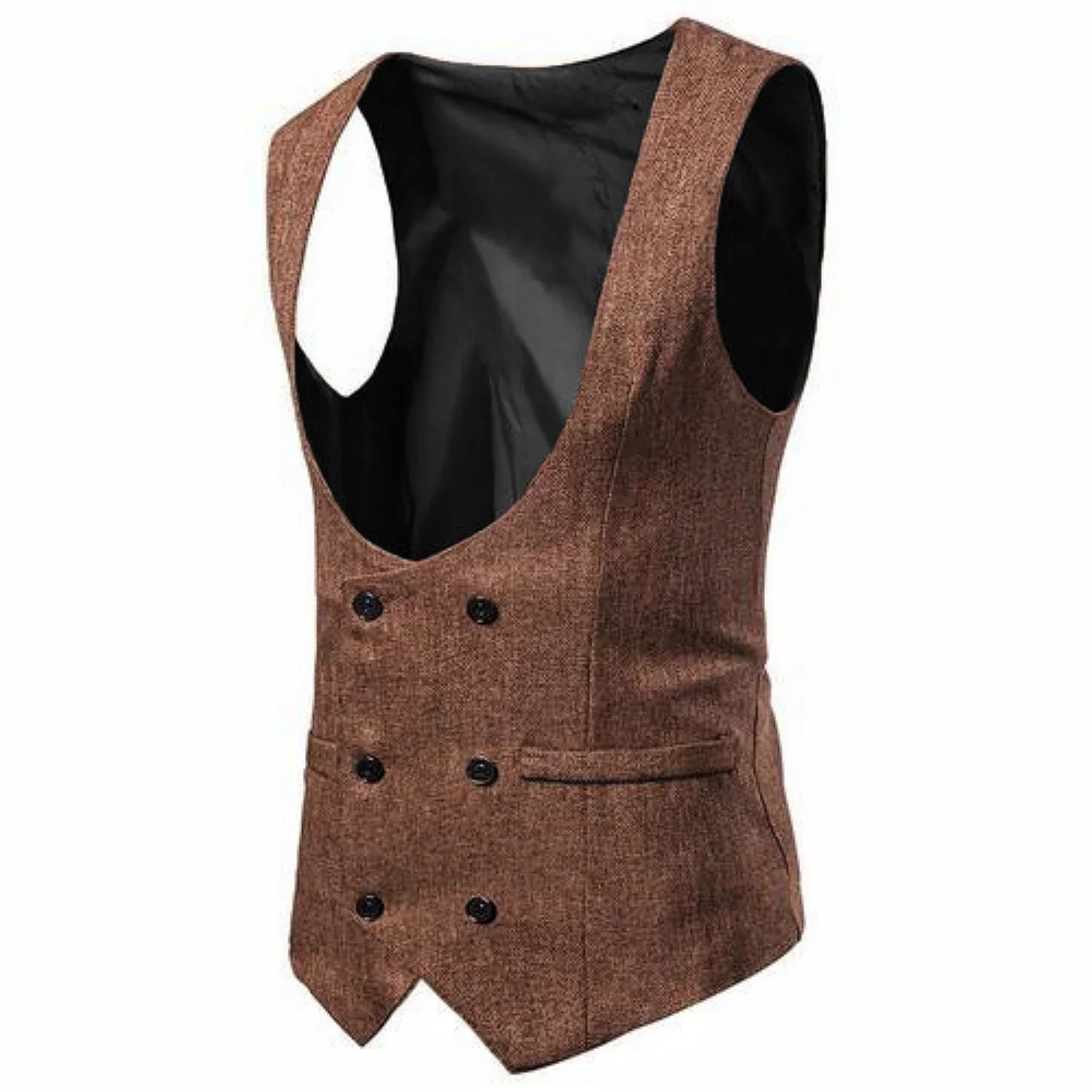 

Men's Vests New Fashion V Neck Suit Herringbone Groomsmen Double Breasted Waistcoat Tuxedo For Wedding Groom One Piece Vest