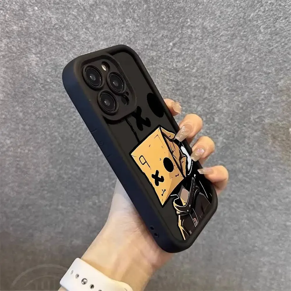 الكرتون ورقة رجل نمط جراب هاتف آيفون 17 16 15 14 13 12 11 برو ماكس زائد الأسود التغطية الكاملة لينة غطاء مقاوم للصدمات #3