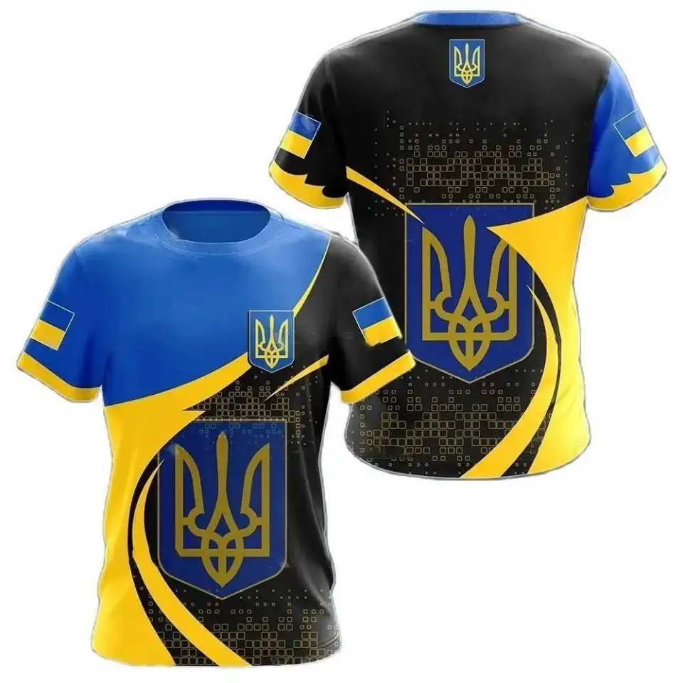 2024 New Ukraine Flag Jersey T-Shirt for Women Men T-shirt Short Sleeve Sports Quick Drying Tops Summer Breathable Tees Clothes