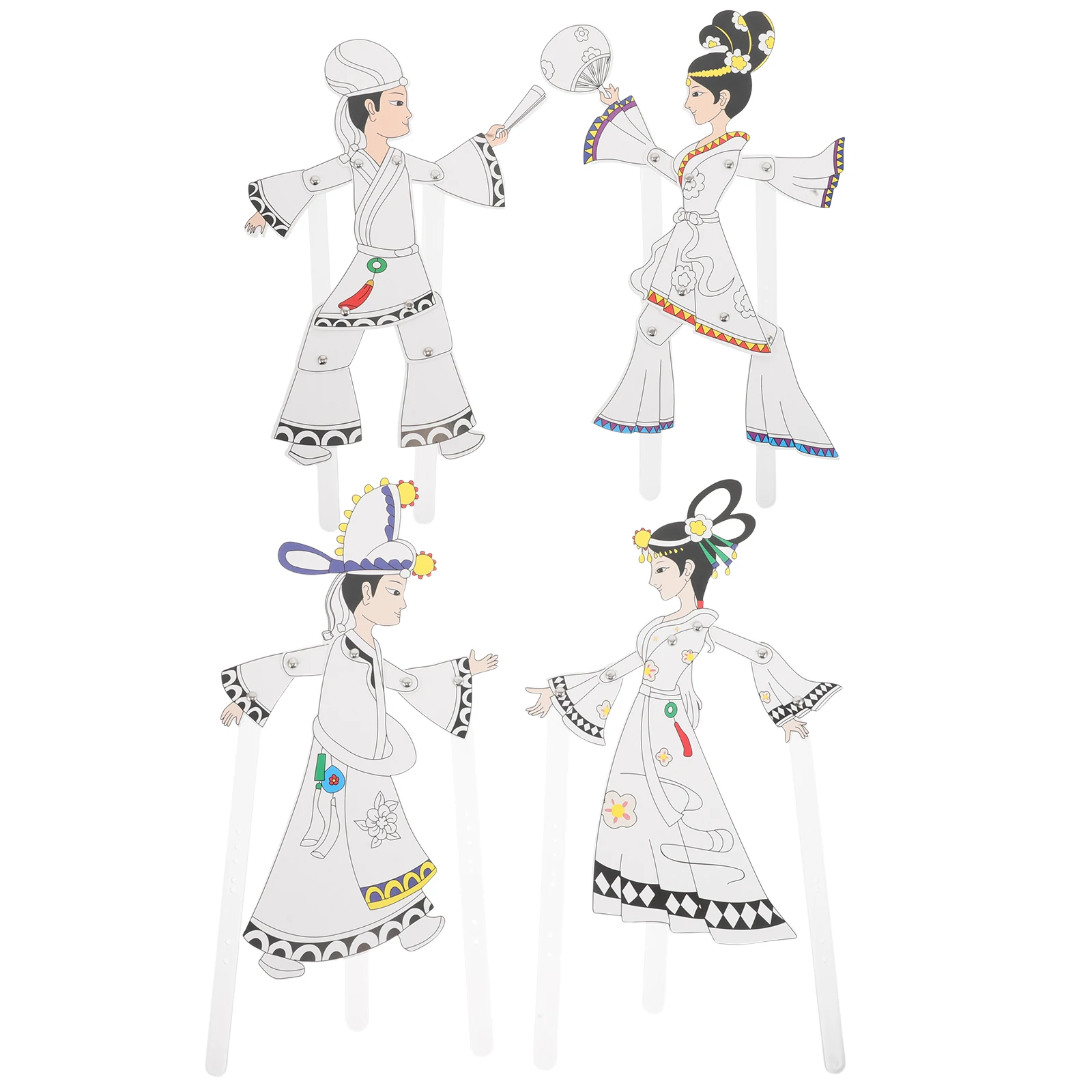 

4pcs Shadow Puppet Craft Kit Traditional Chinese Puppet Making Kit For Kids Diy Character Shadow Puppets Family Bonding Cultural