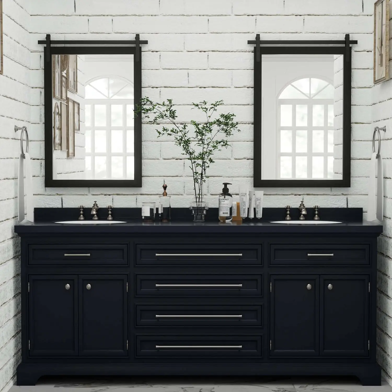 Black Farmhouse Mirror for Wall, 22x30INCH Wood Framed Rectangle Bathroom Mirrors for Vanity, Barn Door Style Mirrors