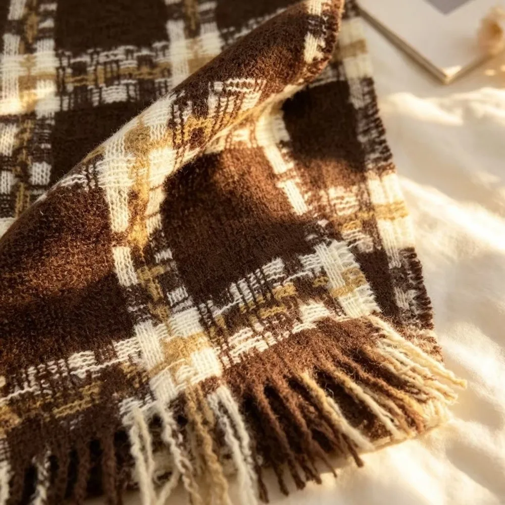 New Faux Cashmere Women's Scarf Thickened Warm Fashion Shawl Plaid Pattern High Grade Winter Scarf Fall Winter Wear