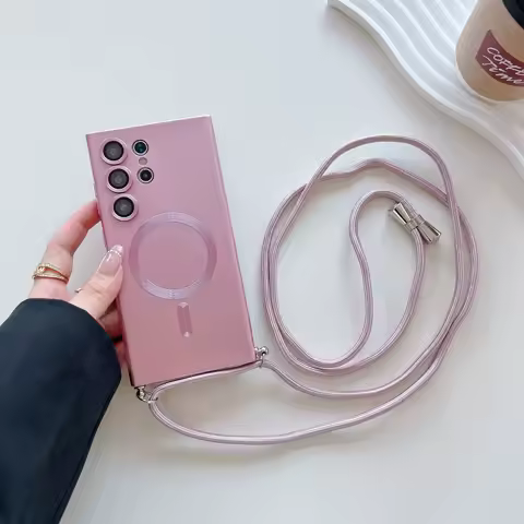 Lanyard Crossbody Magnetic Case For Samsung Galaxy S24 S23 S22 S21 Ultra Adjustable Necklace Cases For Magsafe Cover Accessories