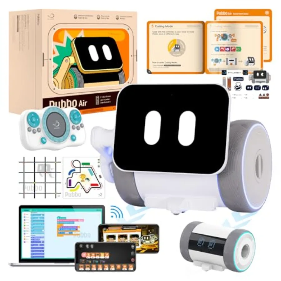 

STEM educational toy for kids 4-10: interactive robot with voice/touch/APP/remote control modular Scratch coding sensor-equippe