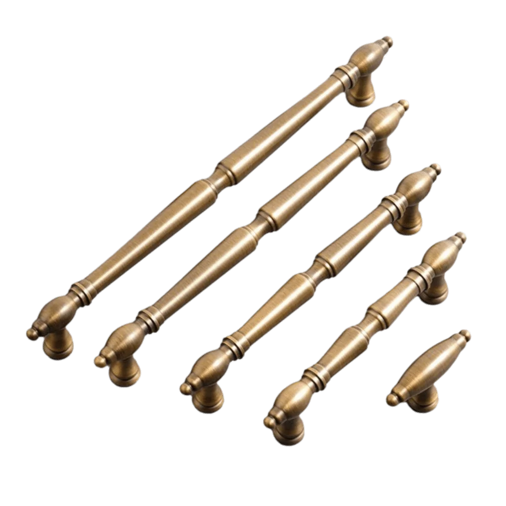 Solid Brass Furniture Handles Antique Bronze Finish Single-Hole Mounting Cabinet Pulls Long Handle Design Brushed Antique Brass
