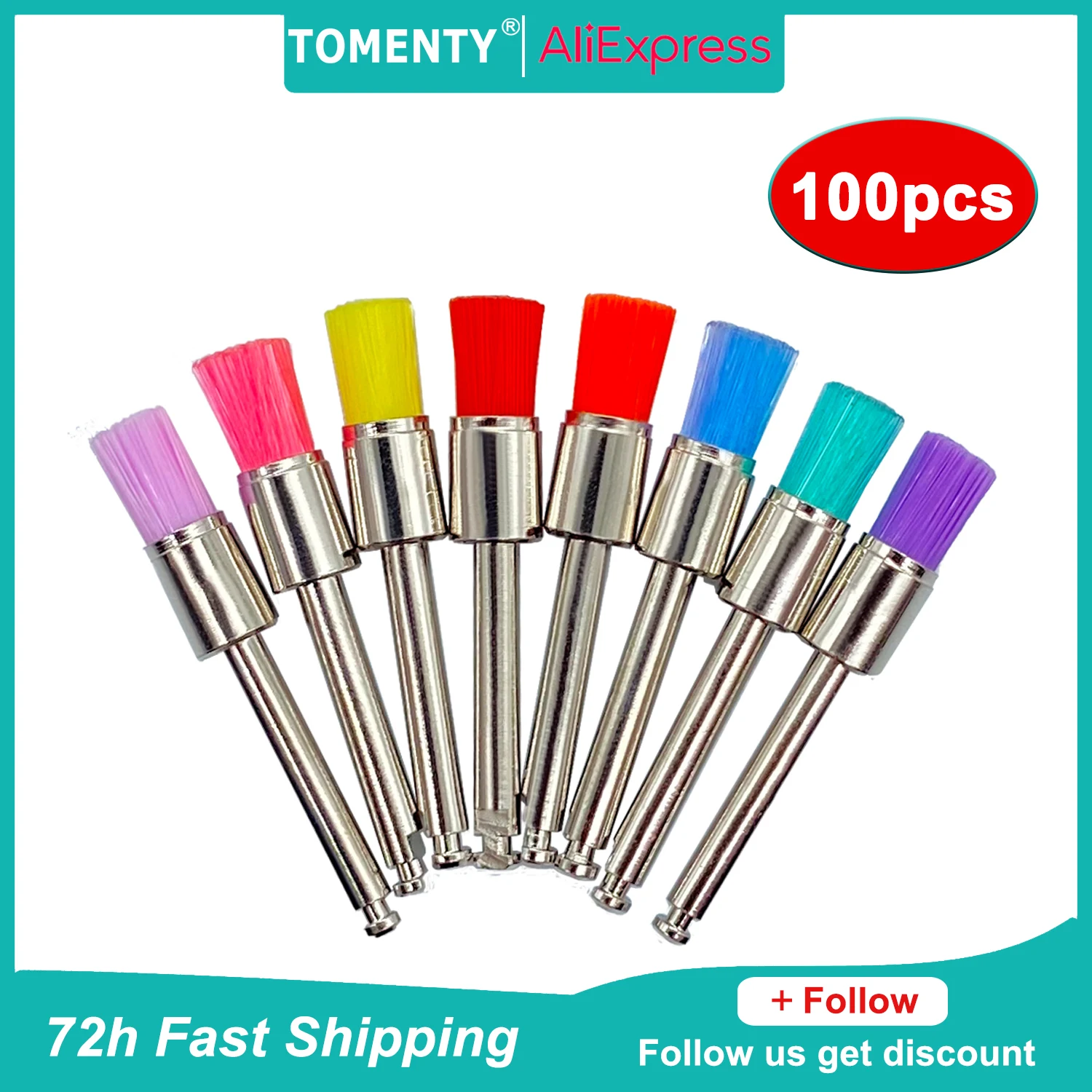 100pcs/Box TOMENTY Dental Nylon Polishing Brushes Nylon Latch Flat Polishing Polisher Prophy Brushes For Dental Lab Materials