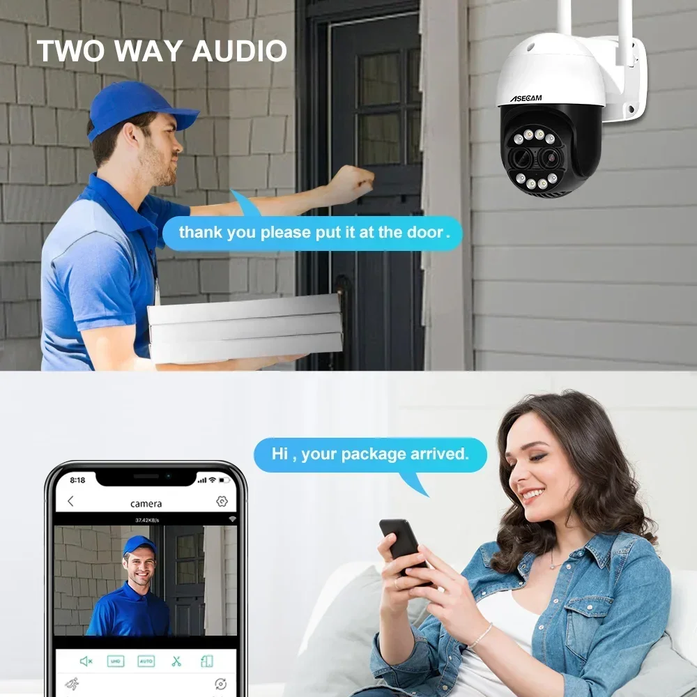 Xiaomi 2025 8MP двойной объектив 2,8-12 мм 8-кратный зум 4K PTZ Wi-Fi IP-камера уличная AI человеческая аудио камера наблюдения для домашней безопасности