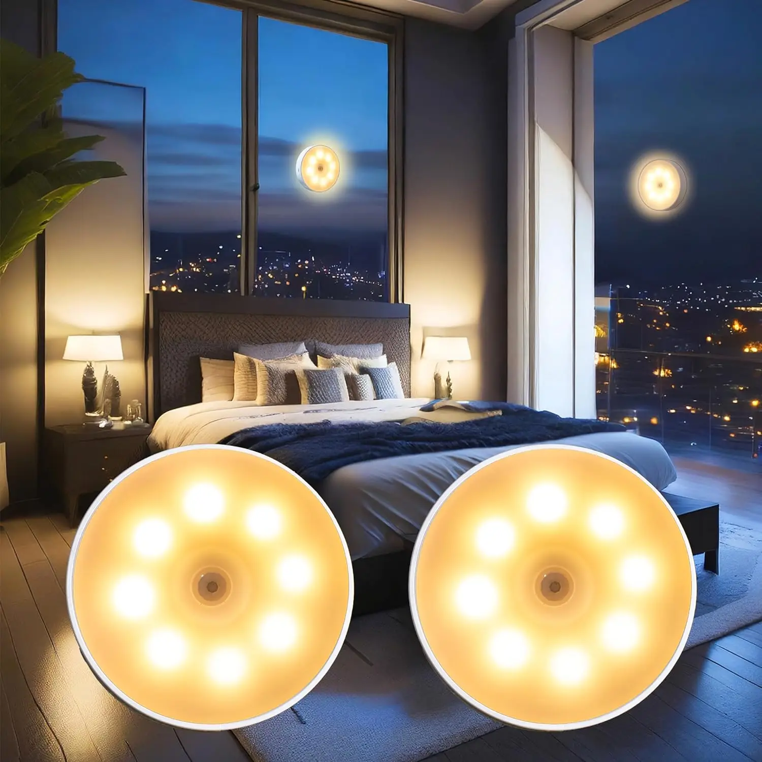 Motion Sensor Night Lamp Rechargeable USB Solar Garden Light LED Wireless For Kitchen Cabinet Bedroom Porch Lighting