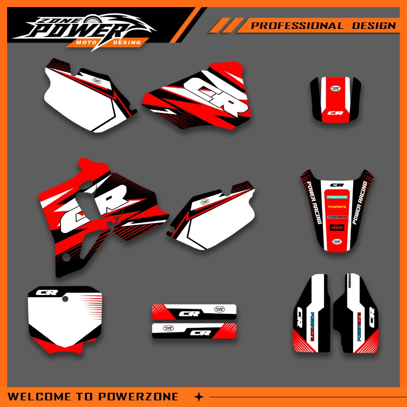 

POWERZONE Motocross Team Graphics Background Sticker Decal Kits For HONDA CR80 1996 1997 1998 1999 2000 2001 2002 Customized 01
