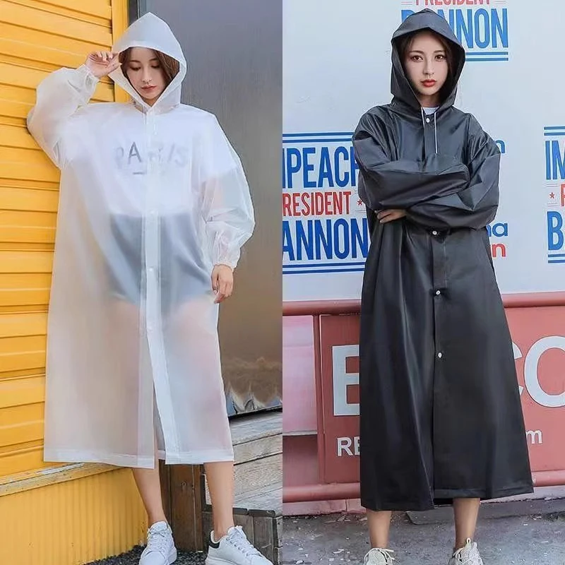 ★▲1PC Non-disposable Portable Adult Raincoat Eva Poncho Outdoor Travel Transparent One-piece Unisex Raincoat For Man Rainwear