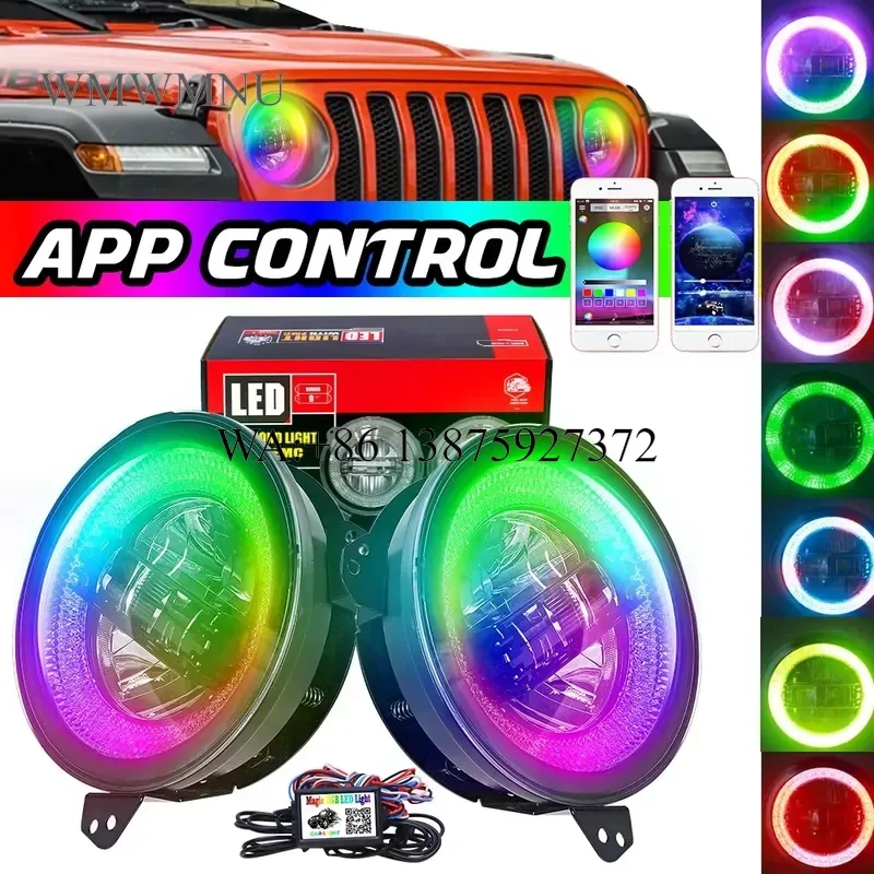 Wmwmnu Dot Approved RGB 9 Inch Round LED Headlamp Auto Lighting System for JL Headlights 9 Inch