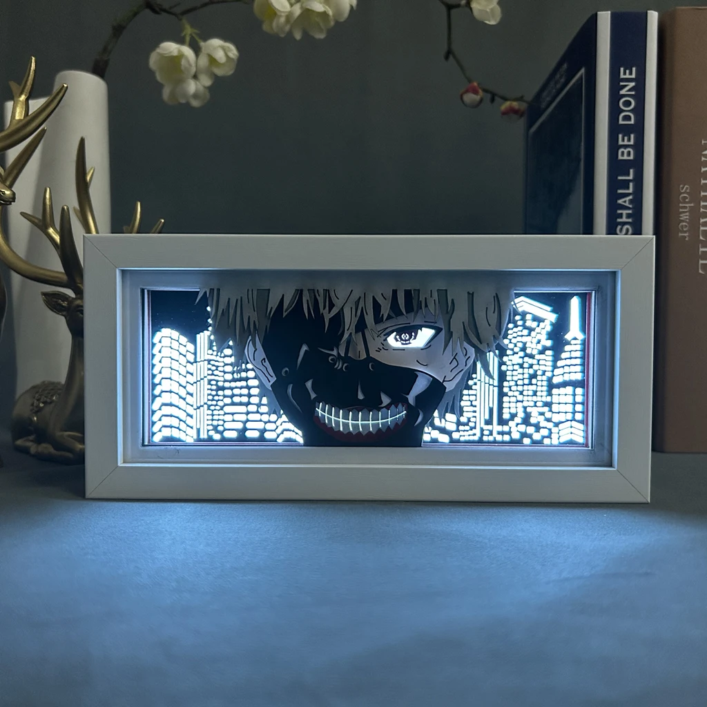 Imagem -02 - Tokyo Ghoul Anime Lightbox para Decoração do Quarto Candeeiro de Mesa Manga Caixa de Luz Cortada de Papel Ken Kaneki