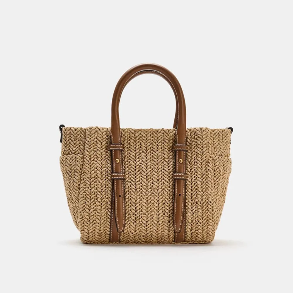 2026 New Grass-Weave Handbag, Fashionable Versatile Mini Tote Crossbody Shoulder Shopping Bag