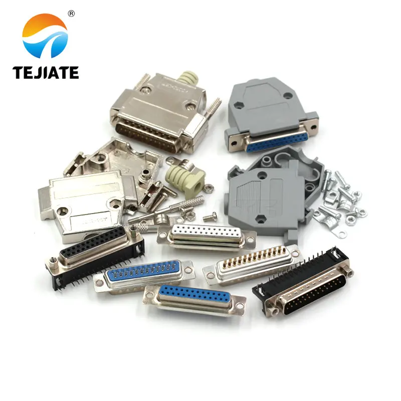 DB25 25P  Parallel Serial Port Female Male Wire Solder Connector Socket Plug VGA Adapter Plastic Metal Shell Cover
