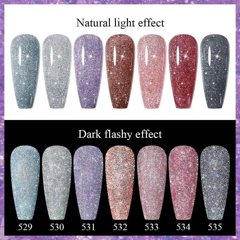 Arte Clavo 8ml Reflective Glitter Sequins Gel Nail Polish For Manicure Semi Permanent Soak Off UV  DIY Art Shiny Nails Varnish