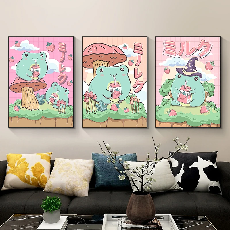 5D DIY Diamond Painting Cute Frog Mushroom Diamond Embroidery Painting Full Round Diamond Mosaic DIY Home Decor Gift