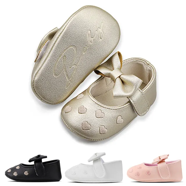 Buty dziecięce klasyczna sukienka śliczna kokardka serce antypoślizgowa miękka podeszwa buciki niemowlę dziewczynek buty dla małego dziecka 0-18m