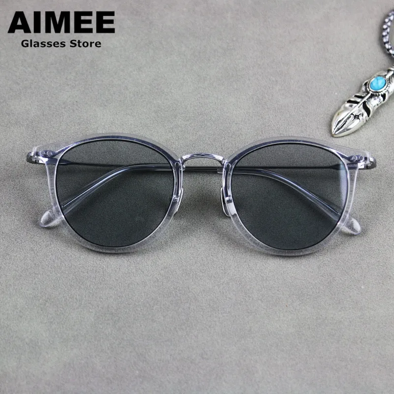 Brand Design UV400 Sunglasses Men Vintage Round Sun Glasses Frame Women Acetate Myopia Prescription Eyeglasses Spectacles New