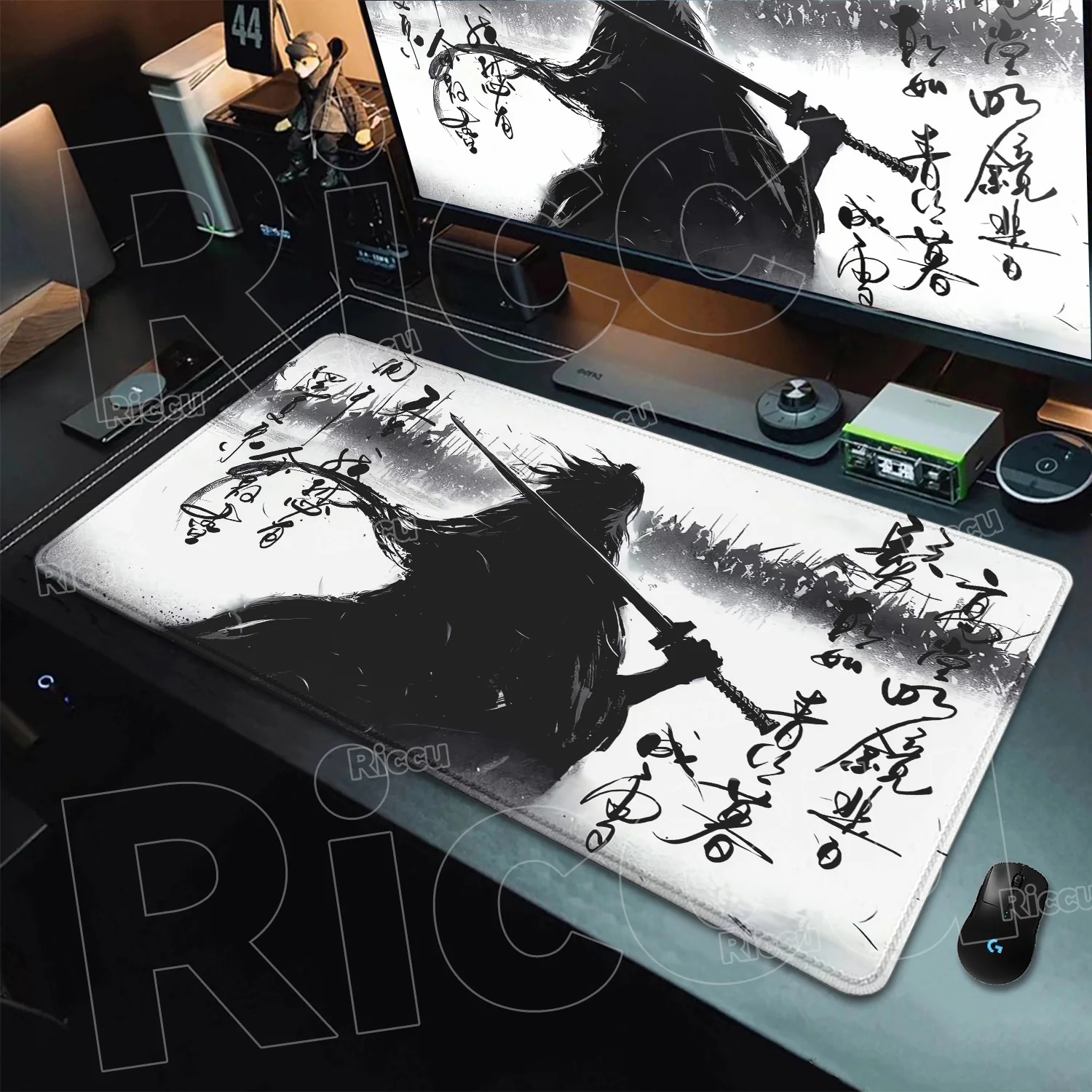 Japanisches Samurai-Mauspad mit Baum- und Sonnenmotiv, E-Sport-Schreibtischunterlage |   Rutschfeste Naturkautschuk Gaming-Mausmatte für Büro Laptop Weihnachtsgeschenk