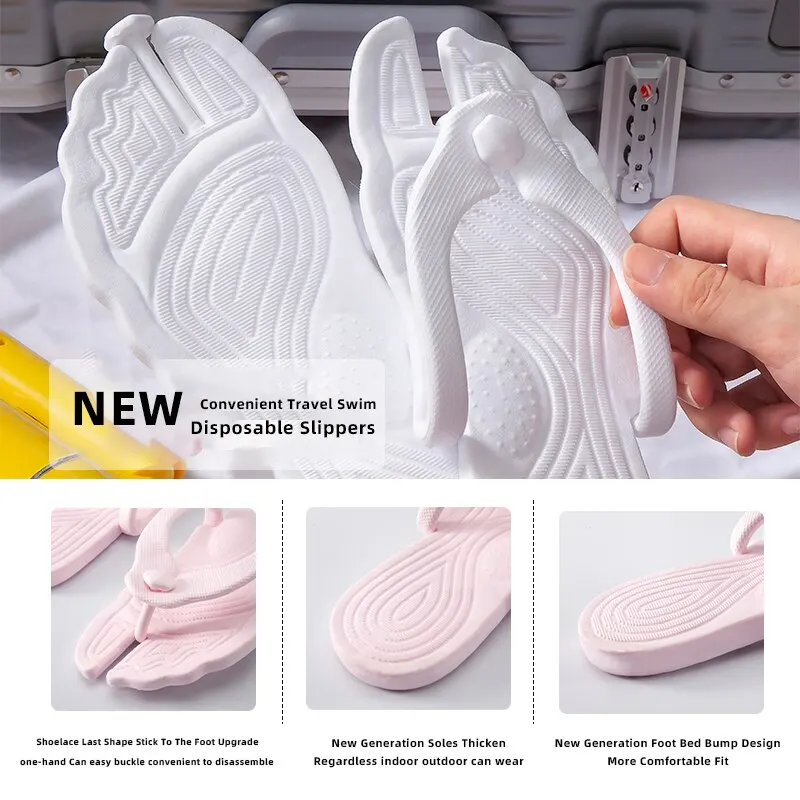 1Pair of Portable Folding Slippers for Travel and Business Trip Couple Beach Flip-flops, Hotel Bath Anti-skid Slippers