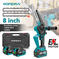 YOFIDRA 8 Inch Brushless Electric Chainsaw Cordless Electric Saw Woodworking Garden Pruning Saw Tool For Makita 18V Battery Pins