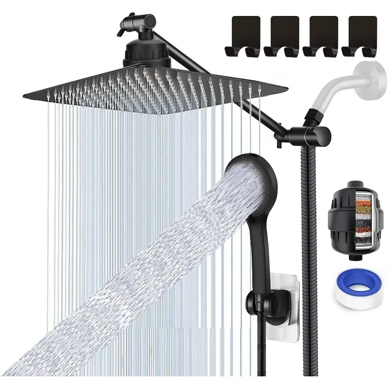 Imagem -02 - Rain Shower Head com Handheld Spray Rainfall Shower Head Combo One-piece Braço de Extensão Acessórios do Banheiro