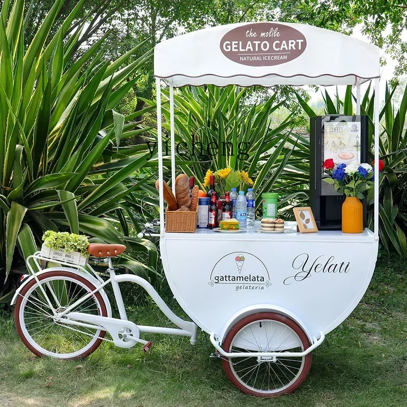 

ZZ Creative Promotional Vehicle Three-wheeled Mobile Sales Snack Cart Multifunctional Food Ice Powder Sushi Cart