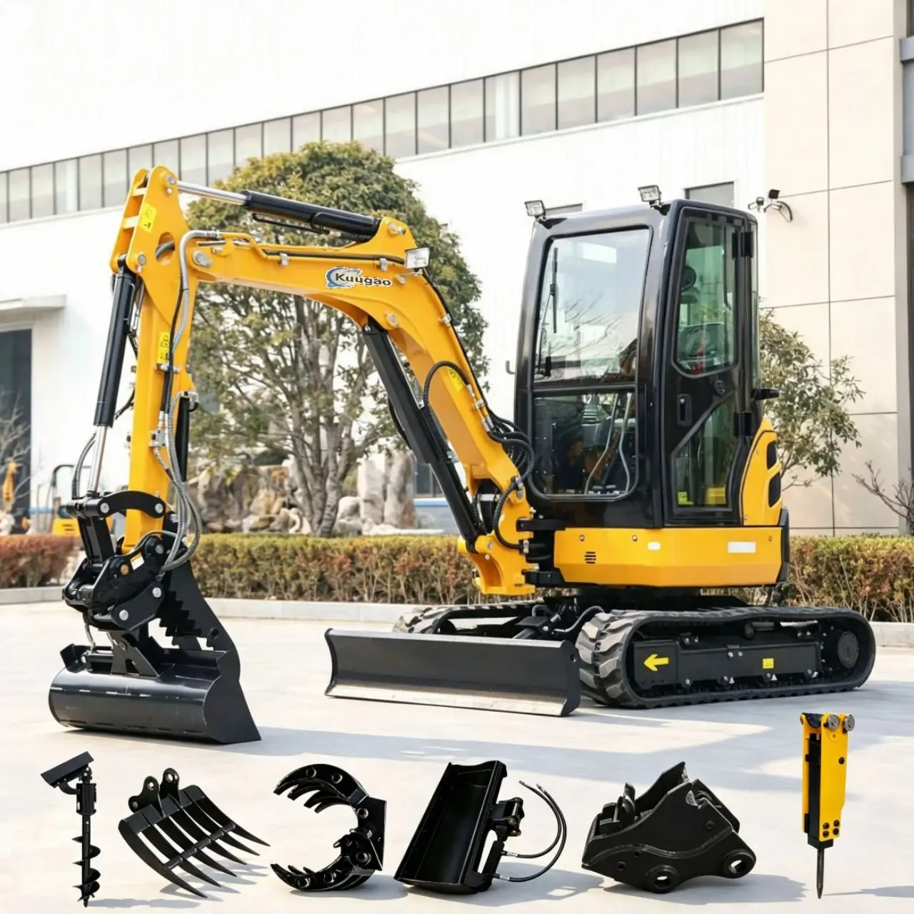 Mini Excavator 1.8 Ton 2 Ton 3 Ton Crawler Digger with Kubota Engine Farm Excavators Customizable Hydraulic Mini Digger Tool