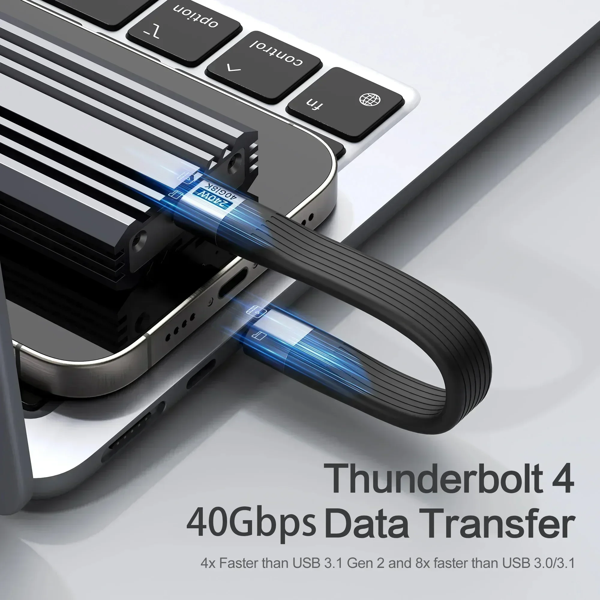 HANNUO USB Cable Keychain 8K@60Hz Support Video Display Cable 240W USB C Cable High-Speed Transfer 40Gbps Data Cable For iPhone
