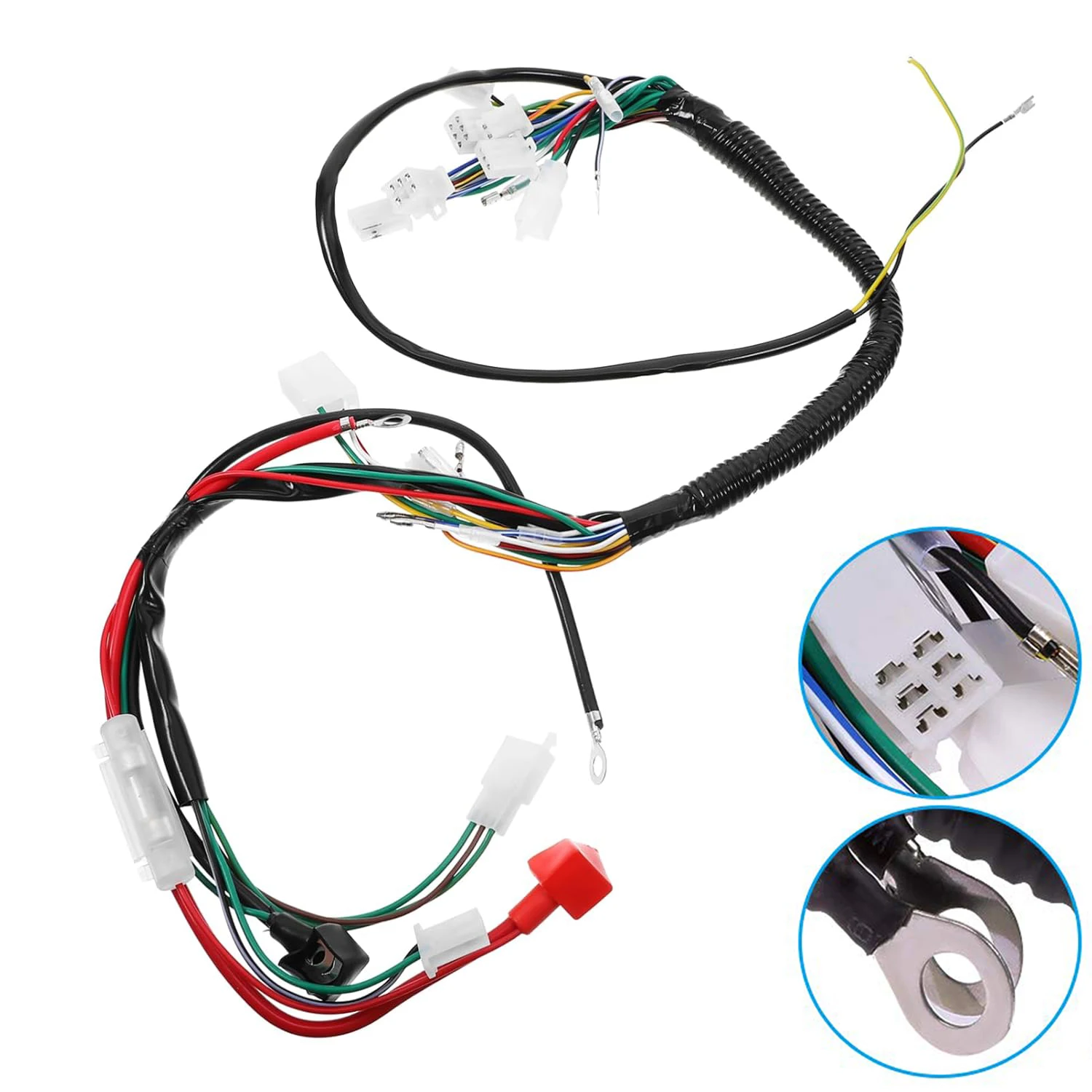 Arnés de Cableado para Motor, Arnés de Cableado Eléctrico Completo para Scooter y Cuatrimoto GY6 50cc 70cc 90cc 110cc 125cc