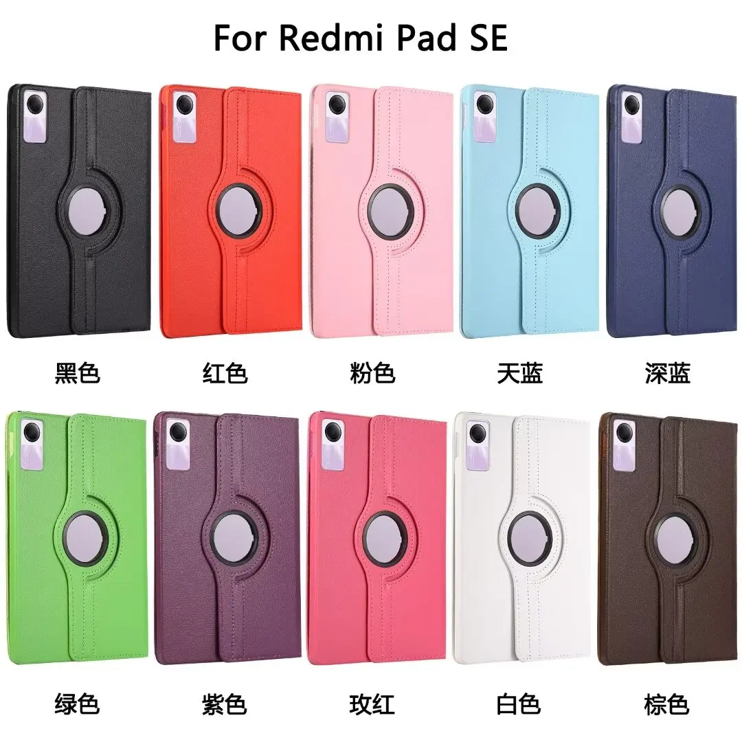 360 Degree Rotation Case for Xiaomi Mi pad 1 2 3 4 5 6 6S Pro 12.4 inch PU Leather Cover for Redmi Pad 10.61 Pro 12.1 SE 8.7 11