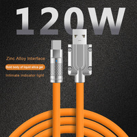 120W 6A Super Fast Charge Type-C Liquid Silicone Cable Charger Data Cable For Xiaomi Huawei Samsung Zinc USB Bold Data Line 1m