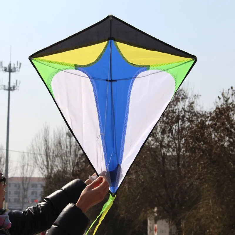 W68xL78cm Weifang Diamond Kite Rainbow Diamond Multi-color Kite with 50m Line Birthday Gift