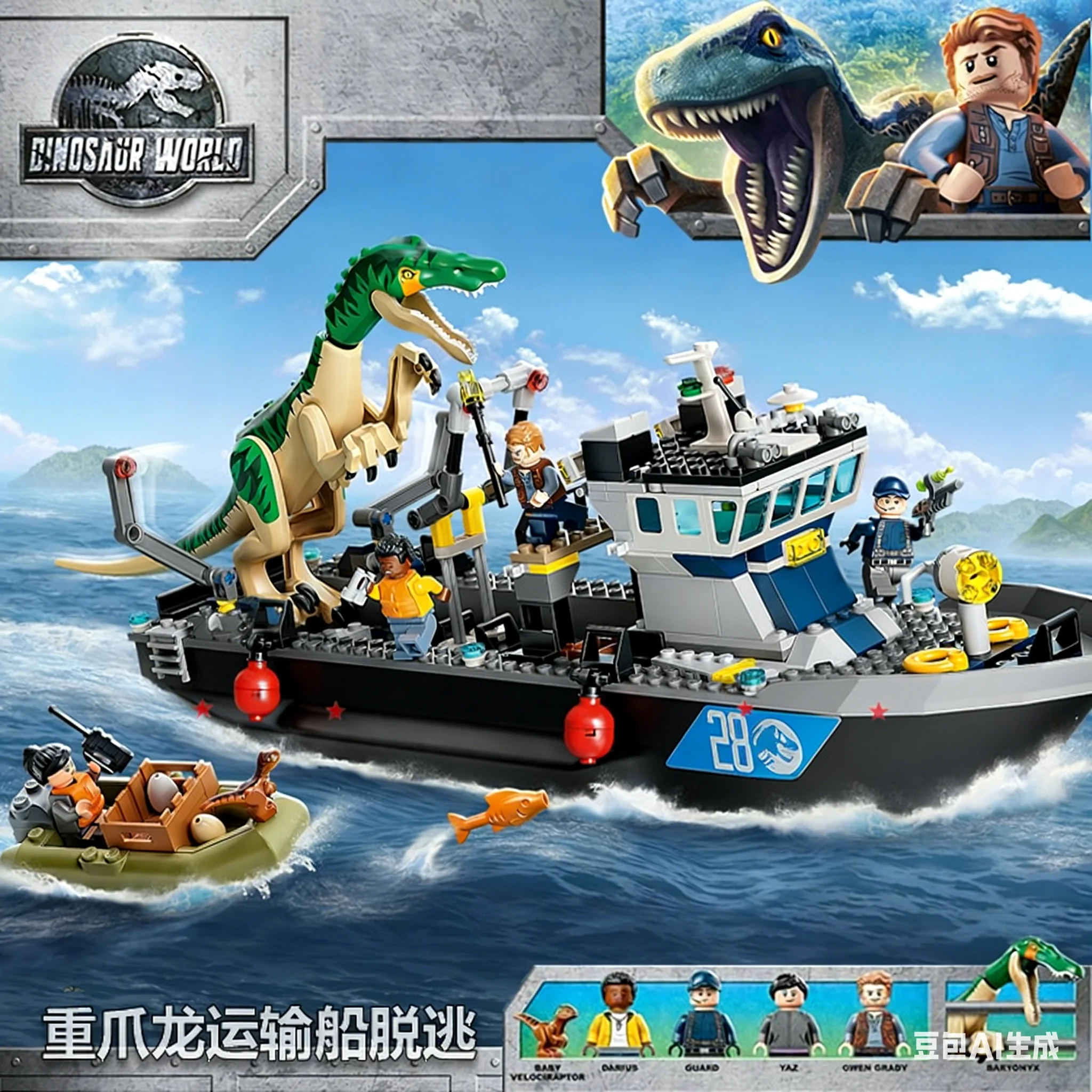 Compatibele MOC-sets Dinosaur Series Bouwstenen 76966 Dinosaur Missions: Allosaurus Transport Truck Kinderen World Park Speelgoed